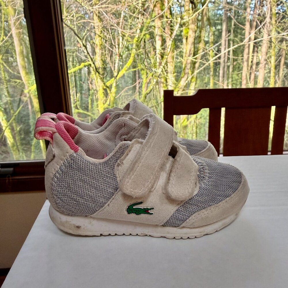 Authentic Lacoste Toddler Shoes Size 5  Velcro baby pink baby blue